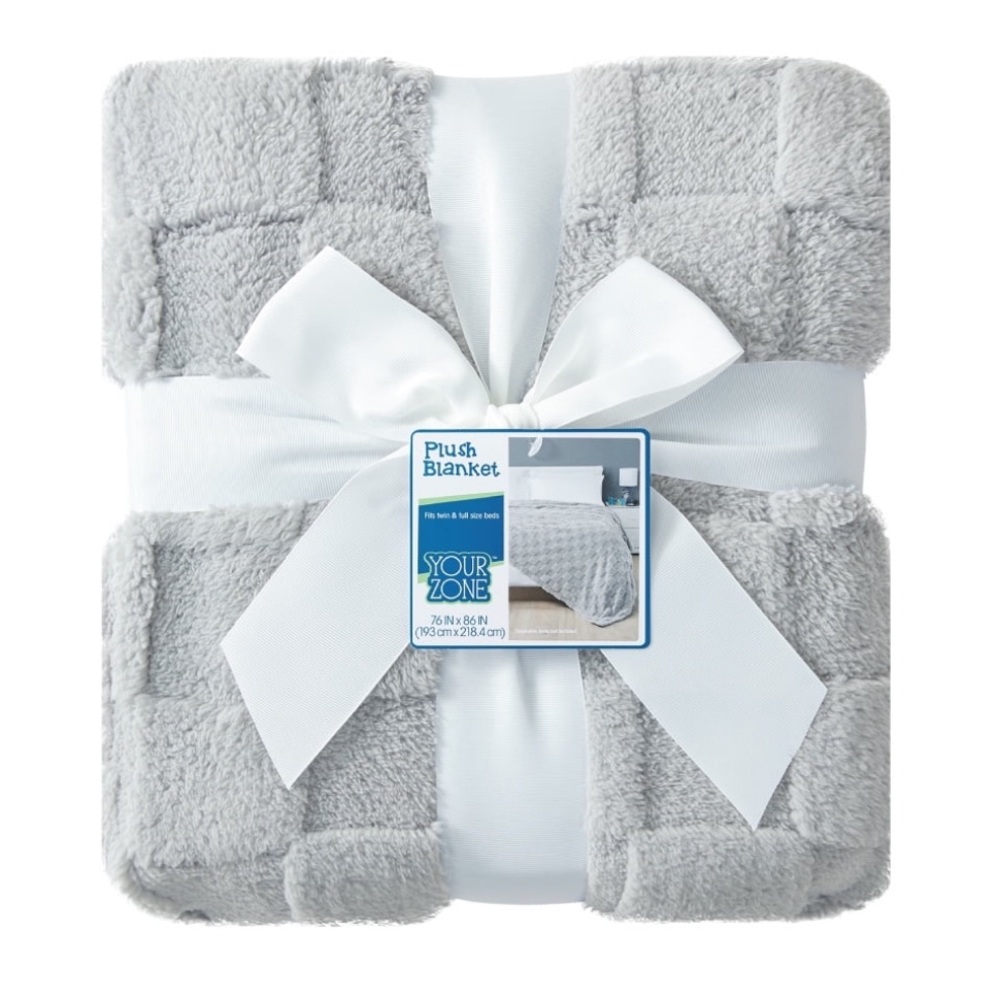 NWT- Luxurious Super Soft- Gray Embossed Checkerboard Oversized Blanket 76x86 - Picture 4 of 17
